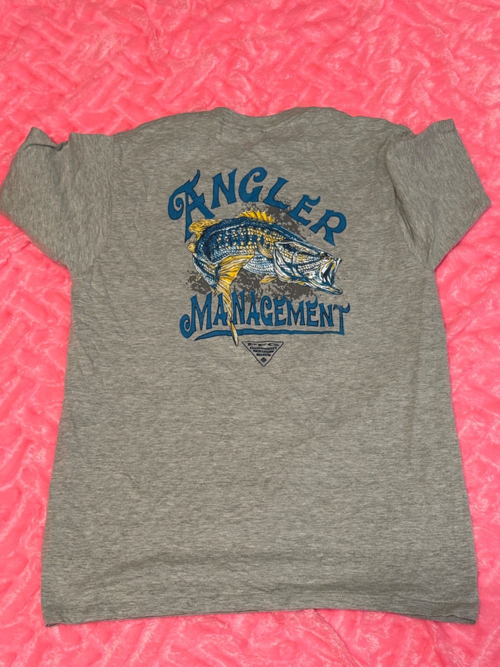 Columbia Gray T-Shirt with Blue and Yellow Angler Graphic